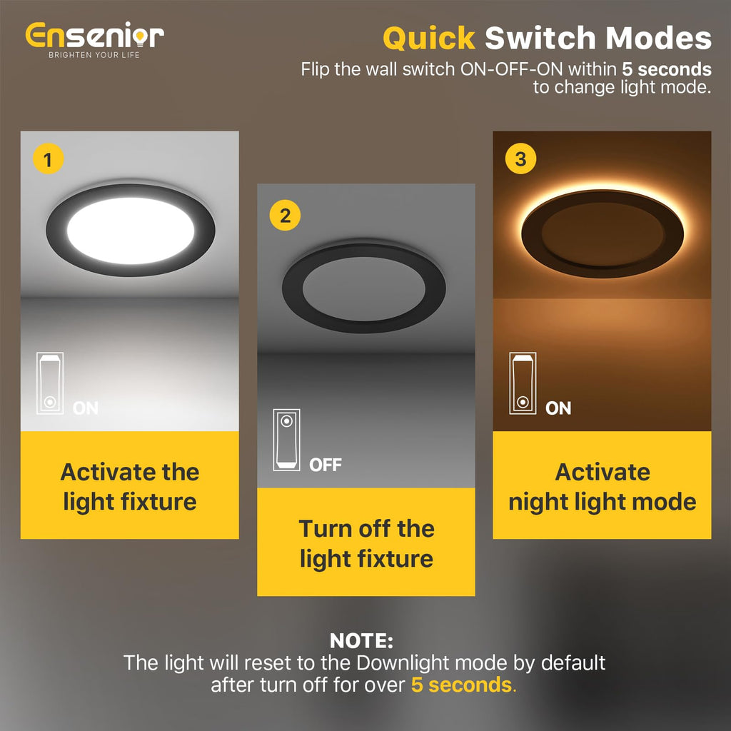 12 Pack 6 Inch LED Recessed Lights with Night Light, 5CCT