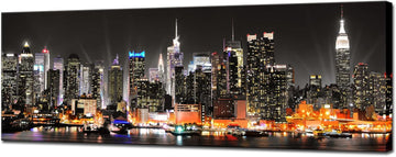 New York City Canvas Wall Art Manhattan Skyline at Night Picture Prints Framed NYC Skyline Landscape Artwork Modern