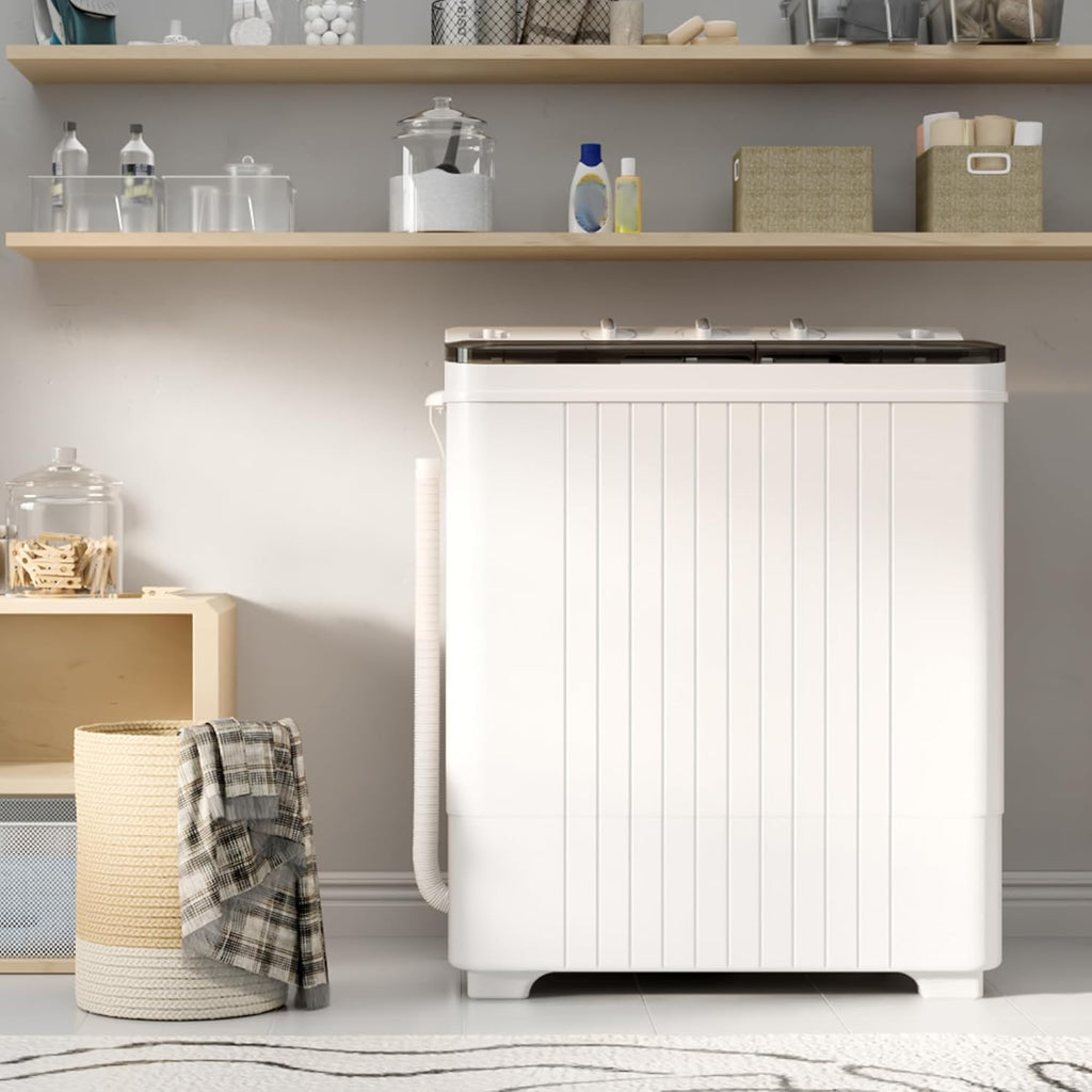 Portable Washing Machine, Twin Tub 28 Lbs Capacity Laundry, Mini Compact Washer and Spin Dryer Combo with Spin Cycle