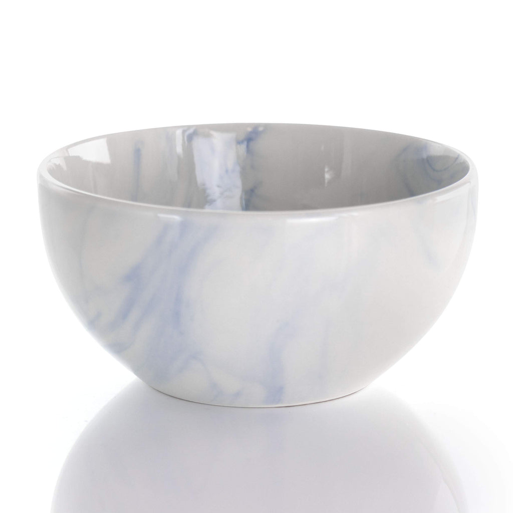 Fine Marble 16 Piece Stoneware Dinnerware Set in Blue and White