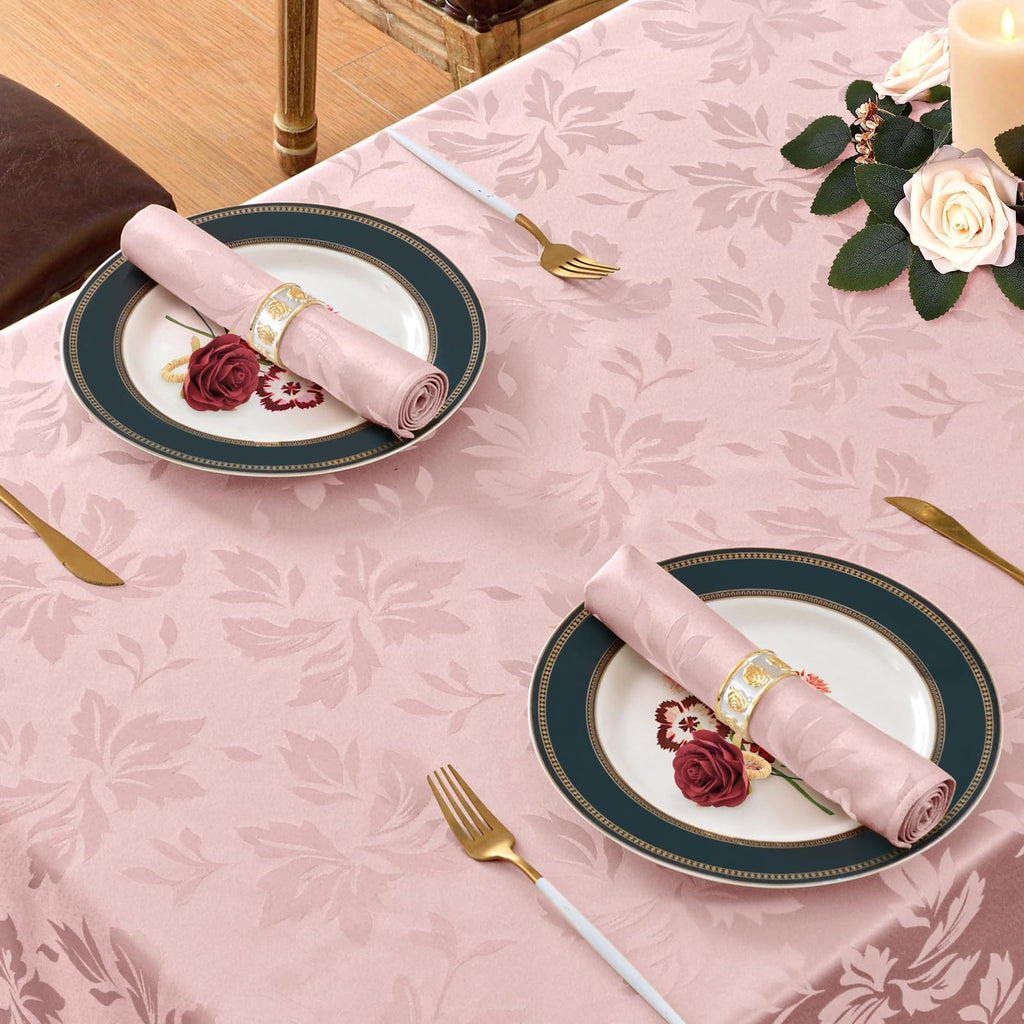 Jacquard Rectangle Tablecloth 60 x 102 Inch, Pink