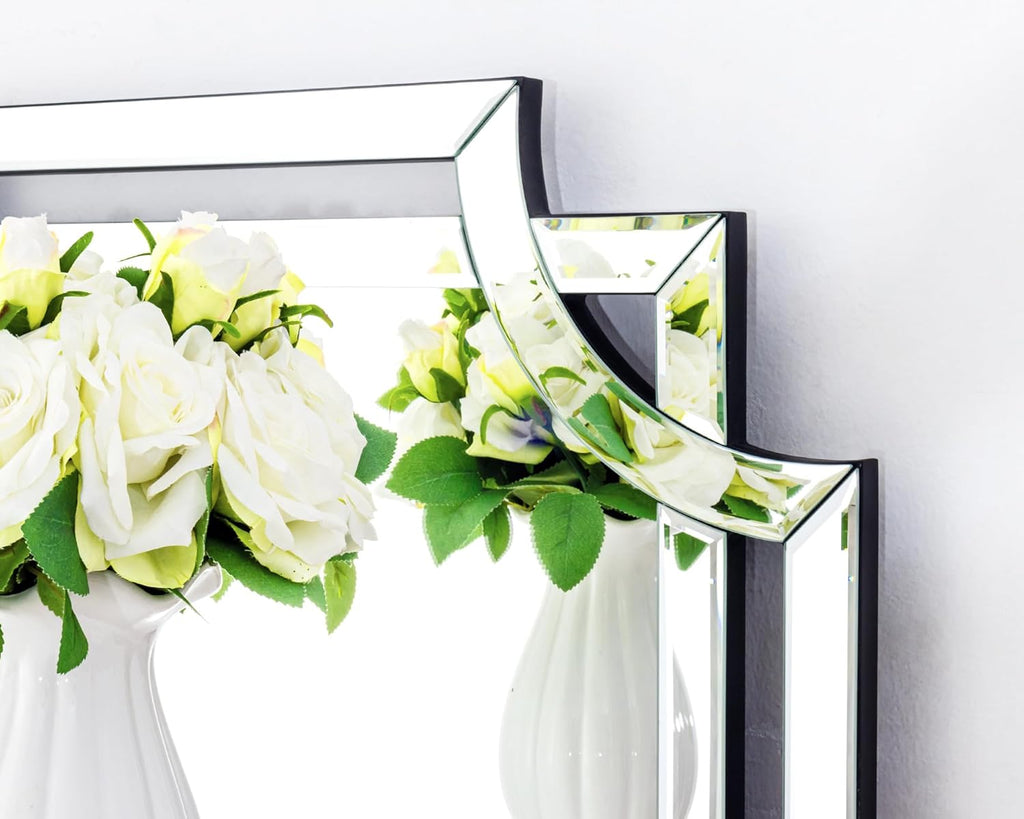 24" x 47" Large Mirror for Decor, Decorative Wall Mirror with Beveled Edge and Glass Pieces, Rectangle Wall Decor