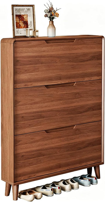 Freestanding Vertical Shoe Storage Rack 50x25x120cm | Slim Hidden Shoe Cabinet,with 3 Front Flip Drawers &