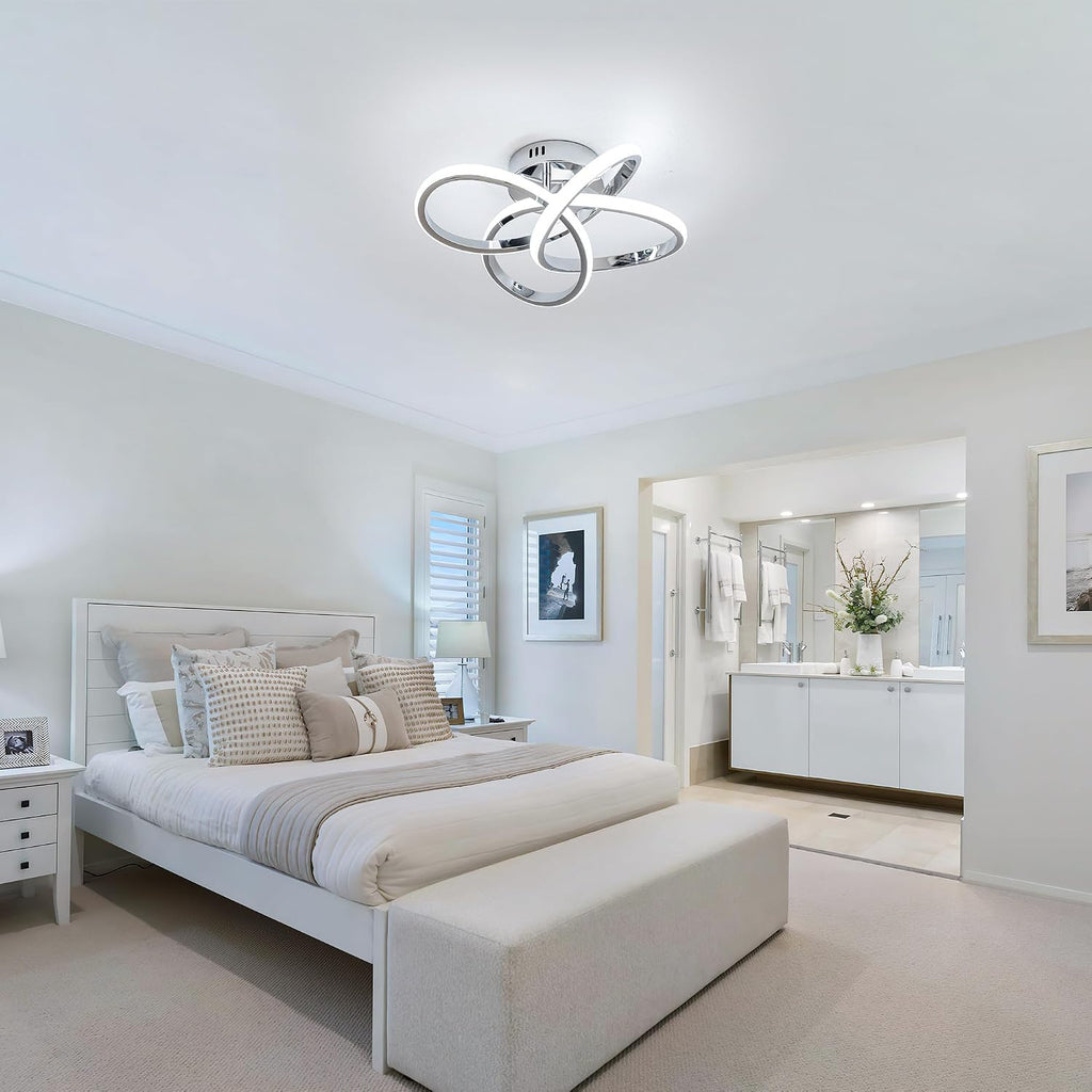 Modern LED Ceiling Light with Remote Control, Stepless Dimming, 3000-6000K Selectable, 36W, Dimmable LED Chandelier