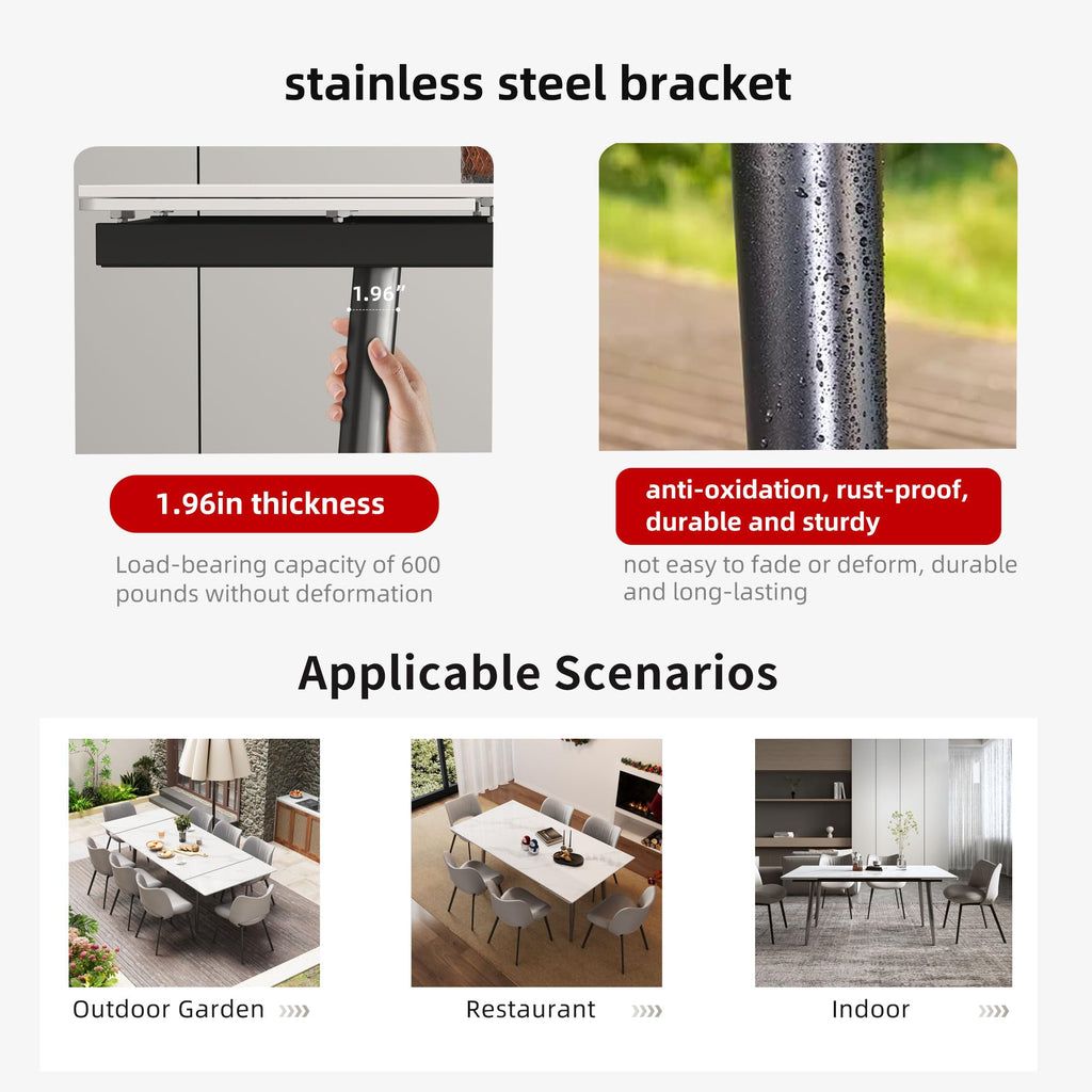 Extendable Dining Table for 6 to 10, Modern Sintered Stone Table