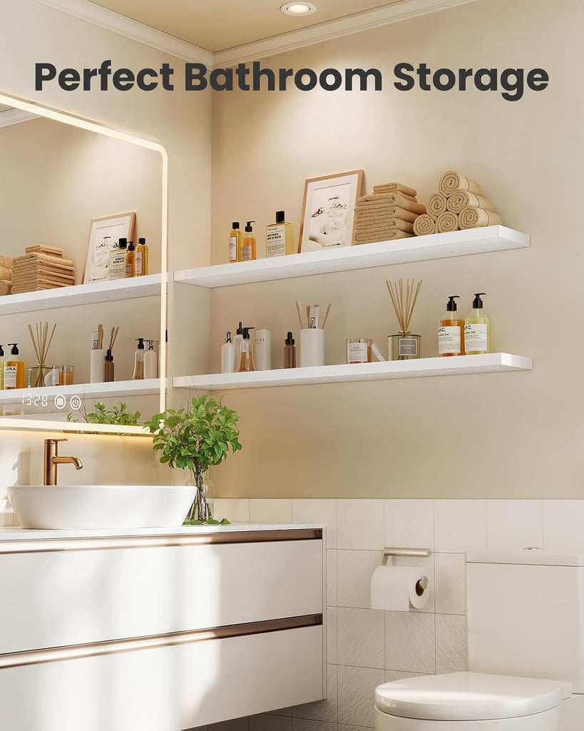 35.4" L Floating Shelves, Wall Shelves Set of 3 /Living Room/Bedroom/Kitchen, White Floating Shelves for Wall Decor