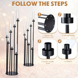 2 Pcs Acrylic Candelabra Centerpieces 48 Clear Candle Holder 7 Arm Black Pillar Taper Candlesticks with Acrylic Shade