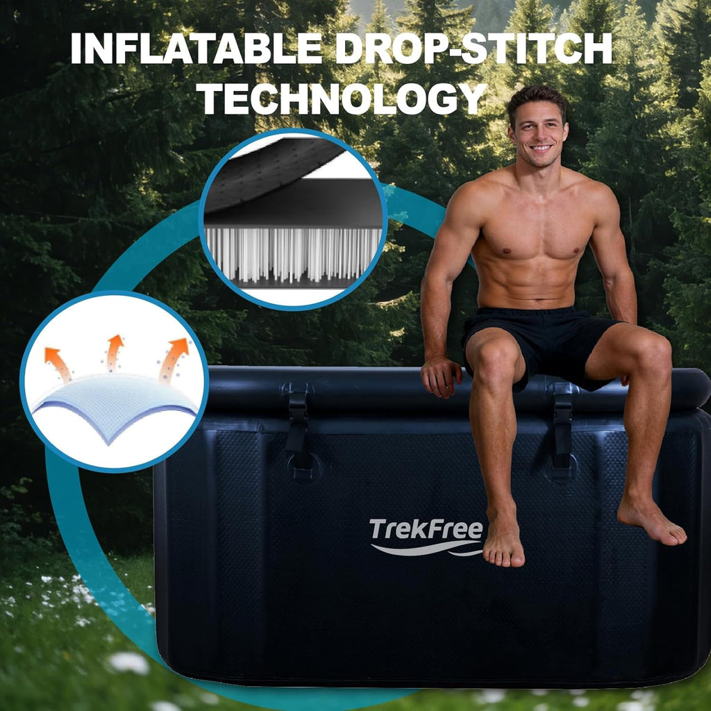 Oval Ice Bath Tub for Athletes - Portable Cold Immersion Tub with Insulated Lid, Suitable for Indoor & Outdoor Use