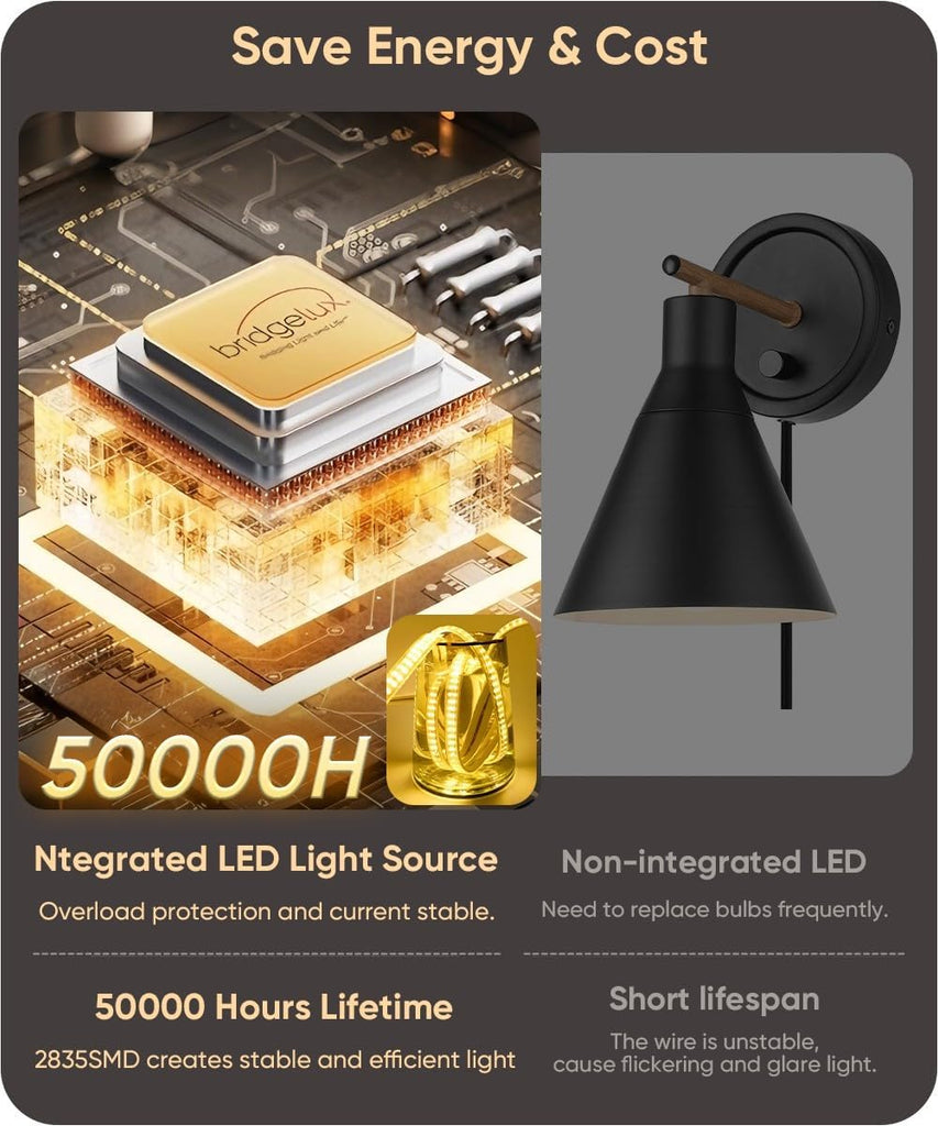 Hardwired Gold Dimmable Modern LED Wall Sconce 2 Packs 3000K 3500K 4000K 5000K 6000K Indoor Wall Lights Up and Down