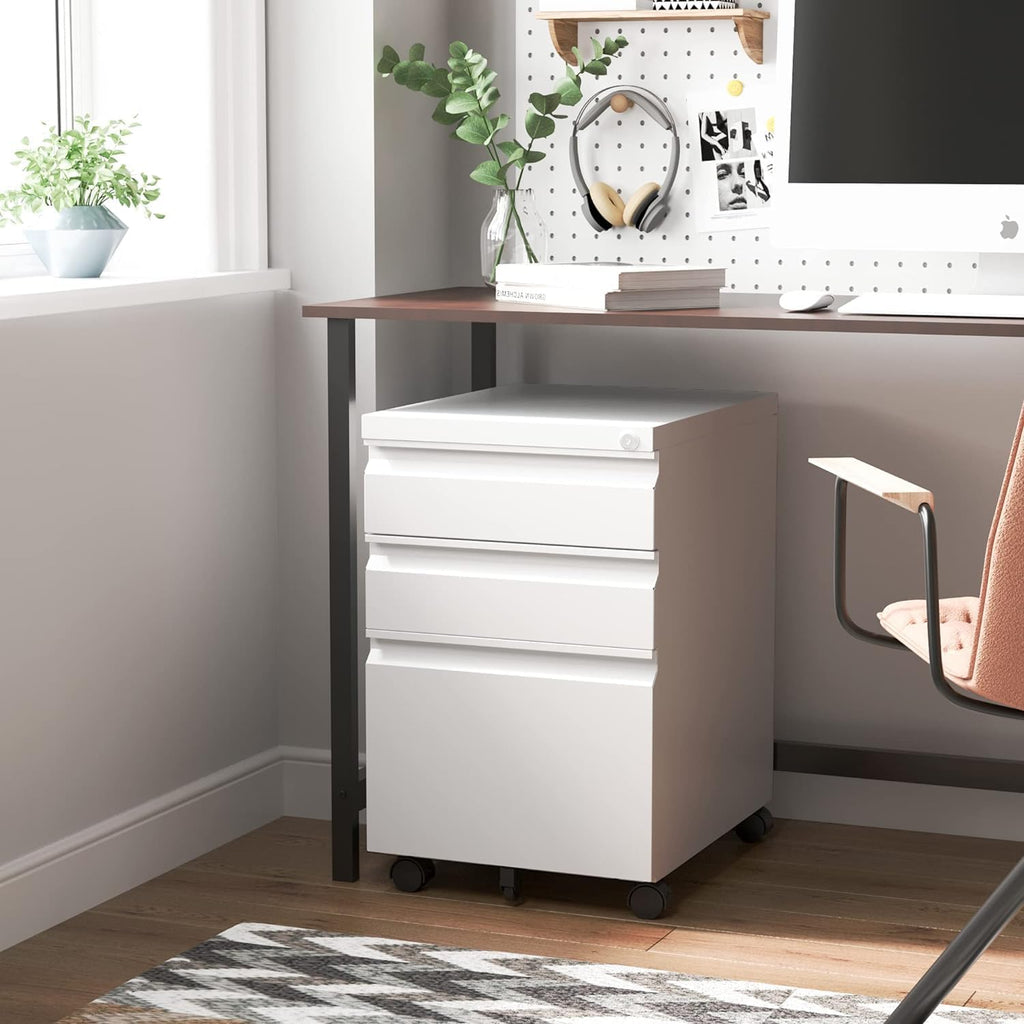 3 Drawer File Cabinet with Lock, File Cabinets ,Under Desk Cabinet, Locking File Cabinet for A4/Letter/Legal, Fully