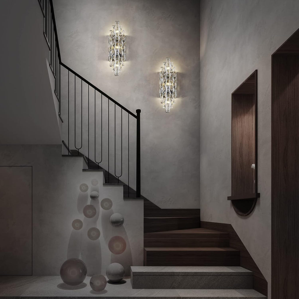Modern Crystal Chrome Wall Sconces, Wall Light Fixtures, Indoor Wall Lamp, Vanity Wall Mount Lamps for Living Room