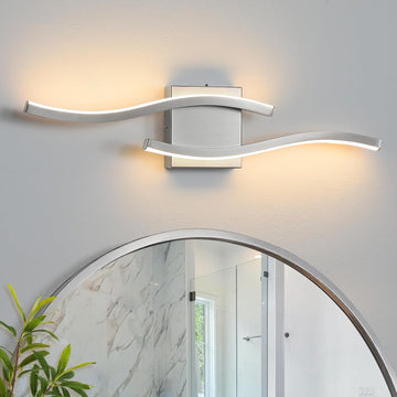 Nickel LED Bathroom Vanity Lights: 23.6 Inch 16W Bathroom Lighting Fixtures Over Mirror 5CCT Dimmable 2700-5000K