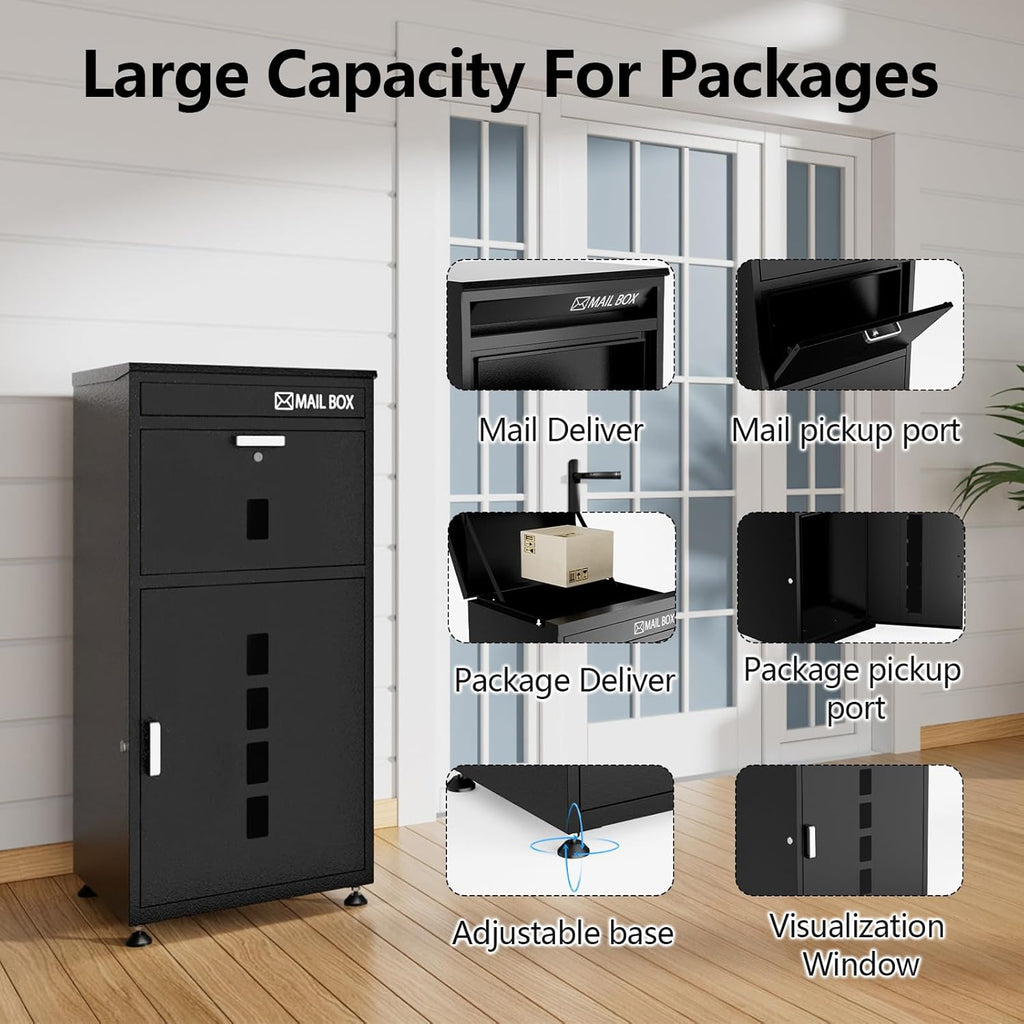 Large Package Delivery Box 41.5" Anti-Theft Locking Parcel Drop Box