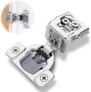 50 Pack Soft Close Cabinet Hinges 1-1/4" Overlay Doors, Slow Self-Closing Concealed Hidden Hinges for Face Frame