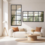 Wall Mirror 16" x 32", Set of 2 Rectangle Window Pane Decorative Mirrors, Metal Framed Wall Mounted Mirror
