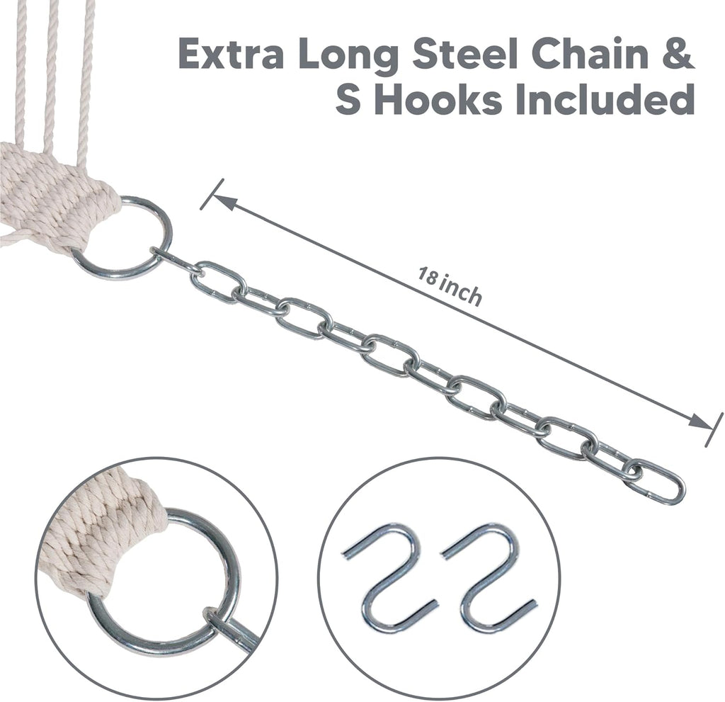 Heavy Duty Hanging Tree Hammock, 475 lbs Capacity, Gray | Two Person Hammock with Large Soft Pillow, Tree Hooks