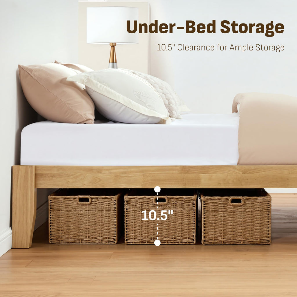 Mikor Queen Japanese Joinery Bed Frame, Solid Wood, No-Tool Setup