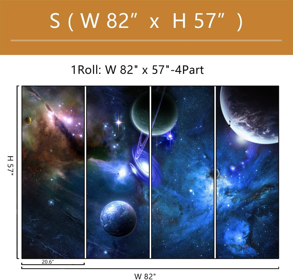 Galaxy Planet Wallpaper Mural Peel and Stick for Ceiling 82"x57" | Nebula Self Adhesive Wall Murals for Kids Room