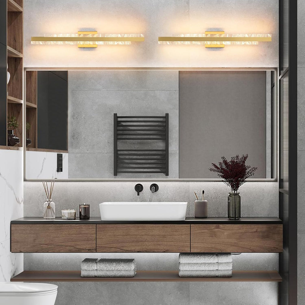 Modern Bathroom Vanity Light: Brushed Gold 32 inch 28W Dimmable LED Bath Bar Light Fixtures Over Mirror - Wall Sconce