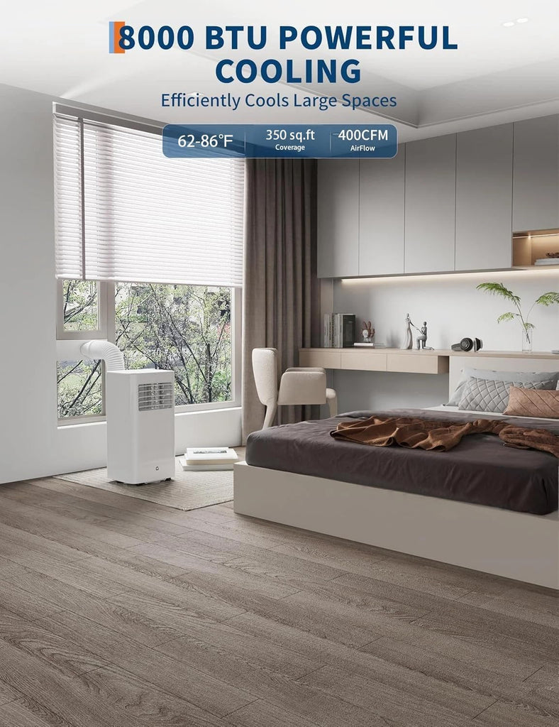 8,000 BTU Portable Air Conditioner, 3-in-1 Portable AC Unit with Cool, Dehumidifier & Fan Modes