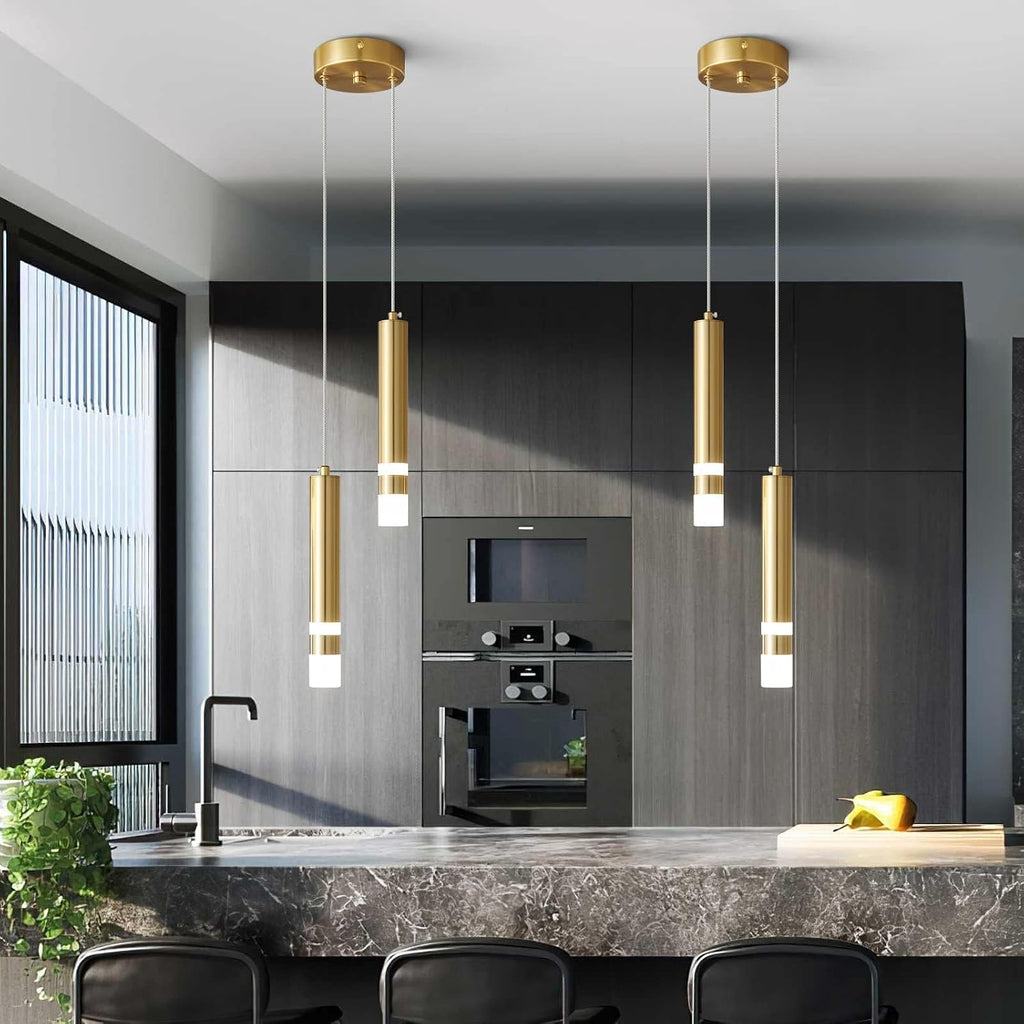 Modern Pendant Light Kitchen Fixture Dimmable LED Gold Mini Pendant Lighting fo Kitchen Island Bedroom Bedside Table