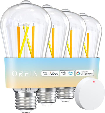 Smart Edison Light Bulbs with WiFi ST19(58) Vintage Light Bulbs, Dimmable 800lm 2700K-6500K Tunable White, Alexa