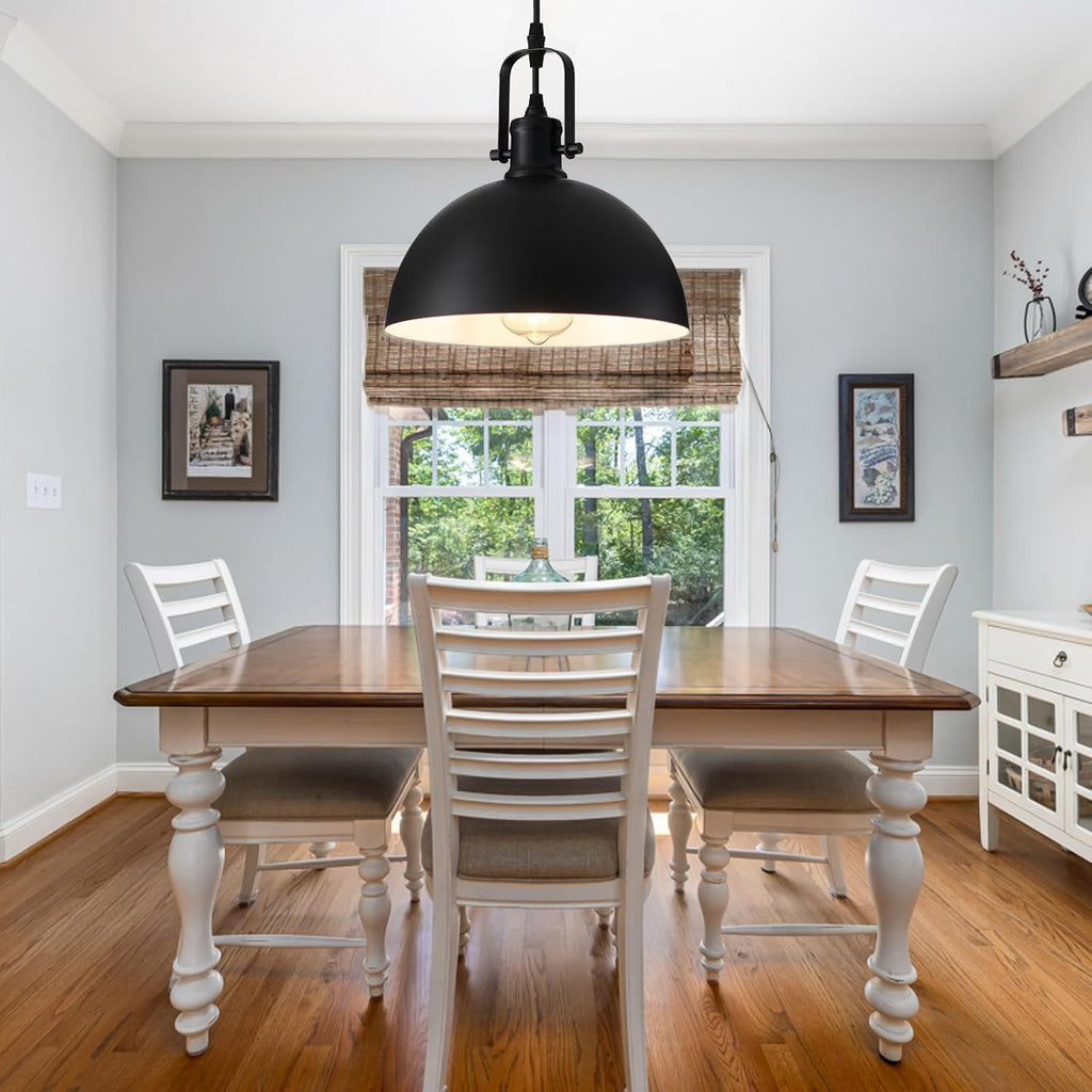 Farmhouse Pendant Lights Kitchen Island 3 Pack, Matte Black Modern Hanging Light Fixtures, Industrial Ceiling Pendant
