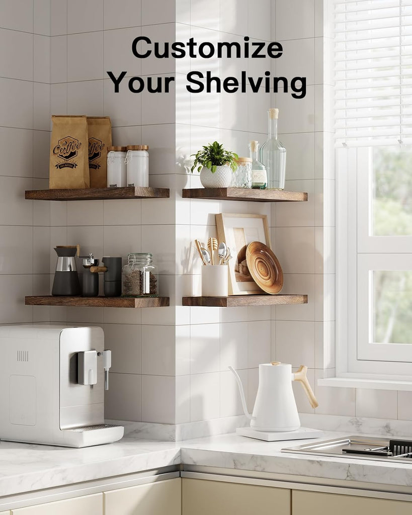 Floating Shelves, Paulownia Wood Wall Shelves /Living Room/Bedroom/Kitchen/Home Office, Natural Wood Floating Shelf