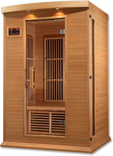 2-Person Low EMF FAR Infrared Sauna with Chromotherapy Lighting and Speakers, Maxxus Toulouse - Personal Indoor Spa for House and Home Gym
