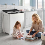 Portable Washing Machine, 26LBS Twin Tub Mini Compact Laundry Washer Spinner Combo with Drain Pump, 18Lbs Washer and