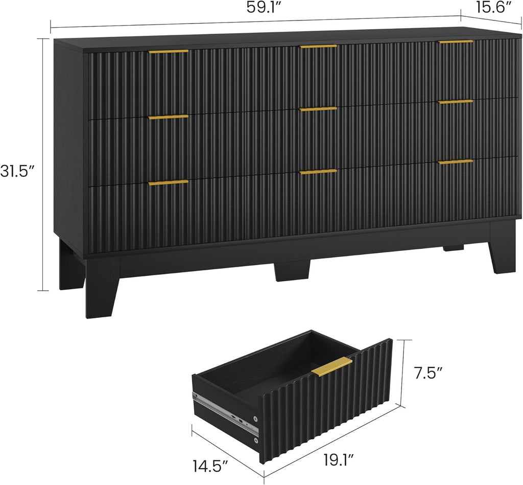 9 Drawer Dresser , Fluted Dresser