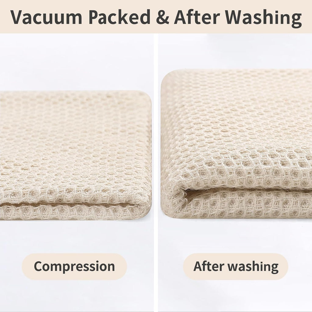 8 Pack 100% Cotton Kitchen Towels and Dishcloths Set, Beige | 12 x 12 Inches and 13 x 28 Inches Kitchen Towels Set