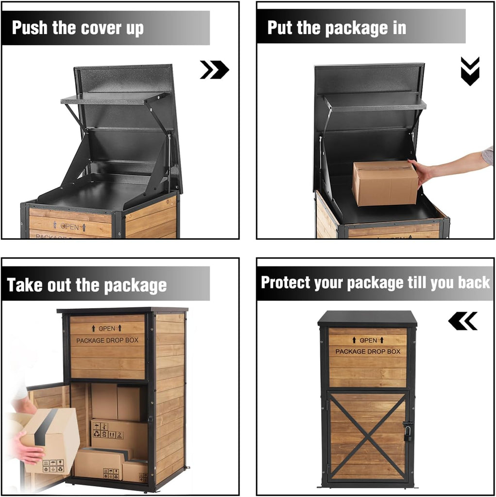 Package Delivery Box with Anti-Theft Lock & Weatherproof Design - 40+ Gallon Large Outdoor Parcel Drop Box