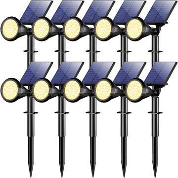 Solar Spot Lights Outdoor, Landscape Yard Flag Spotlights Warm White | Waterproof IP65,10 Pack 4 Lighting Modes Solar