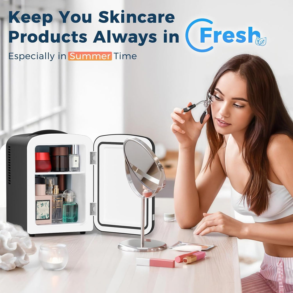4L/6 Cans Compact Refrigerator,Portable Mini Fridge Skin Care,Cooler and Warmer for Bedroom,Car,Office & Dorm, Small