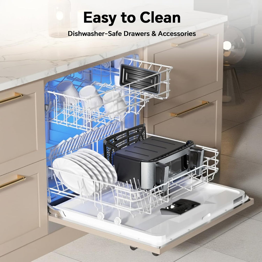 1600W Dual Zone Air Fryer Oven,12.69QT with Divider,Nonstick & Dishwasher-Safe Basket,Match Cook & Smart Finish to