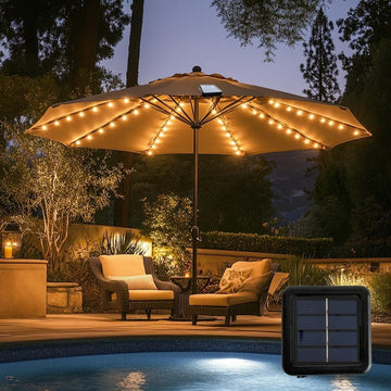 Patio Umbrella Lights 120 LED Cordless Waterproof Lights Umbrella Solar Powered Parasol Ambient Lighting for 7-11 Feet