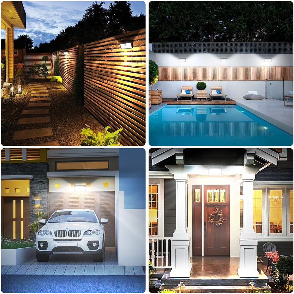Solar Lights Outdoor with Motion Sensor, 2 Pack, 418 LED, 3 Lighting Modes | Solar Security Light, IP65 Waterproof