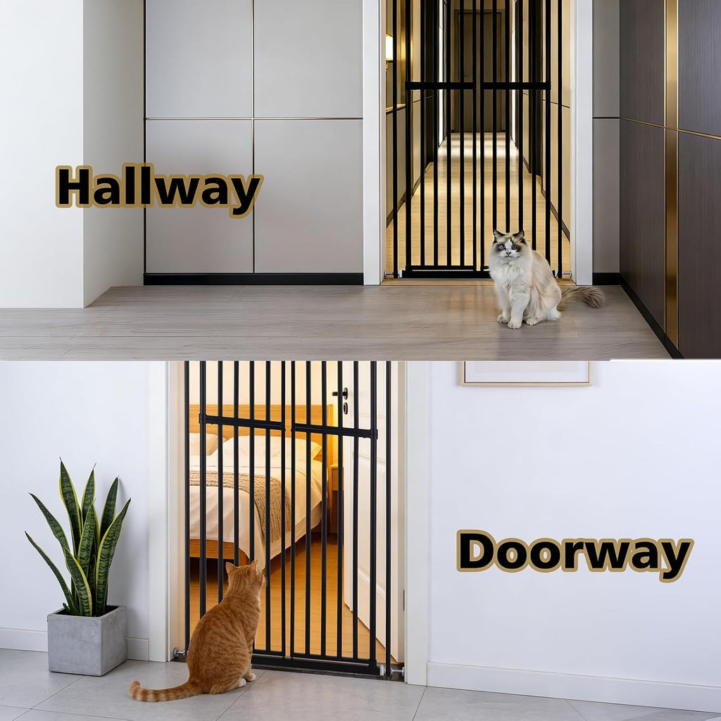 Extra Tall Cat Gate for Doorway - 75.2" Pressure-Mounted Transparent Cat Gate for Pets, Fits 30"-36" Width, No Wall