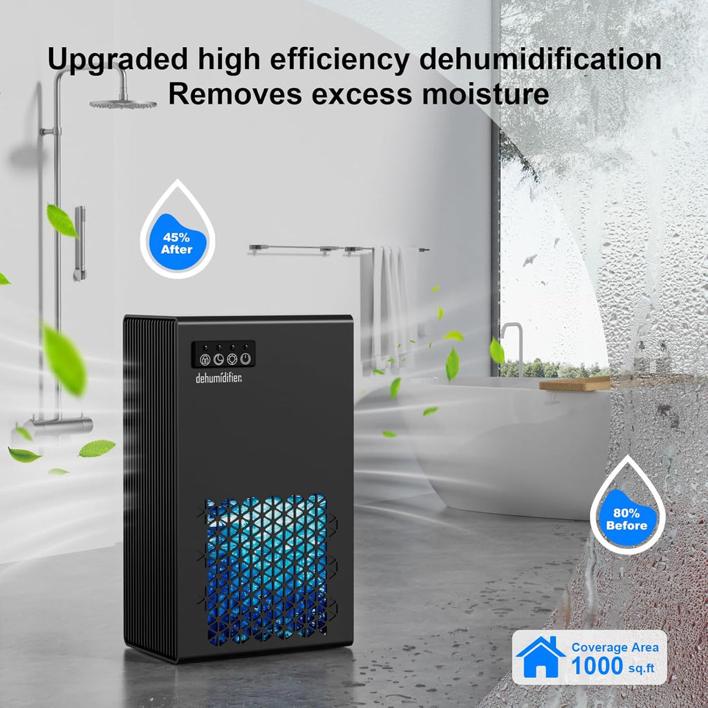 Dehumidifiers for Home, 99oz Water Tank Dehumidifier for Bedroom Basement Bathroom RV with Auto Shut Off, Drain Hose
