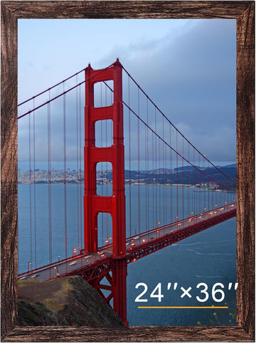 24x36 Poster Frame Display 24 x 36 inches, Photo Frames for Wall Hanging, Engineered Wood, Brown, 1 Pack