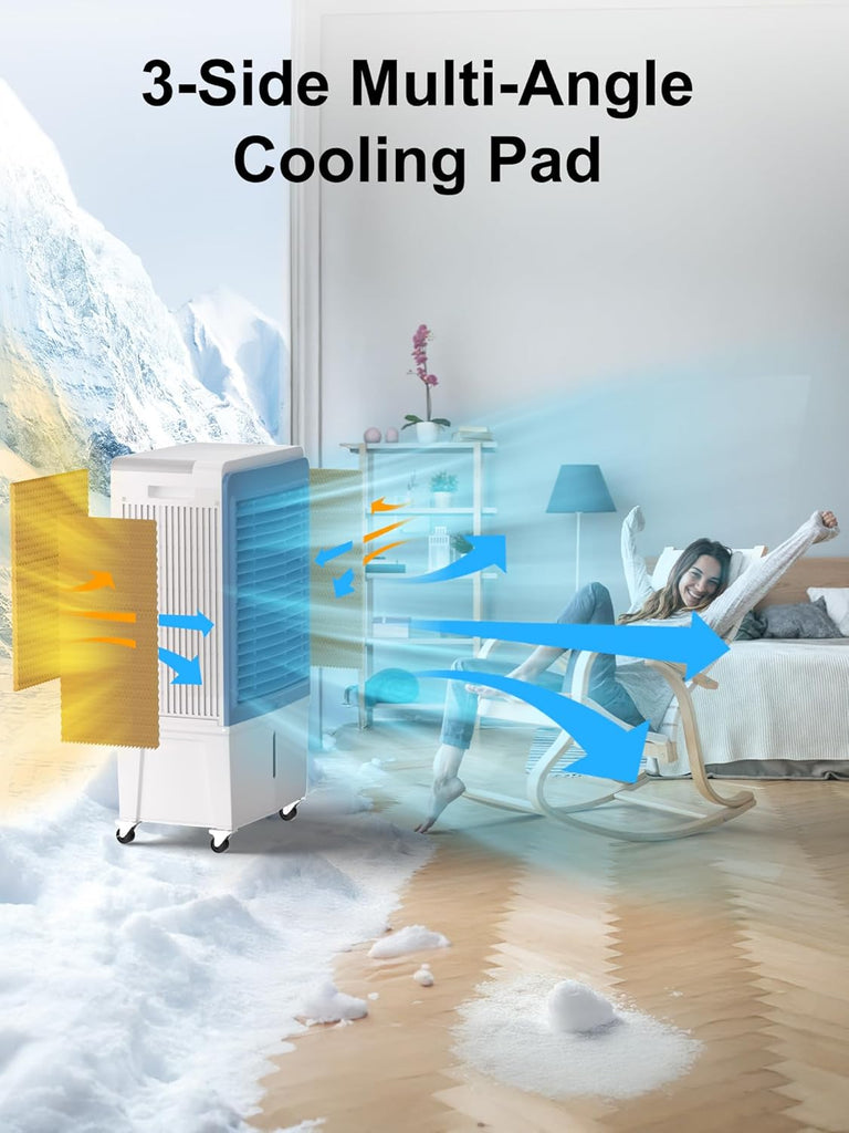 6000 CFM Swamp Cooler Air Conditioner, Outdoor Evaporative Air Cooler with 13.5 Gal Water Tank, Remote