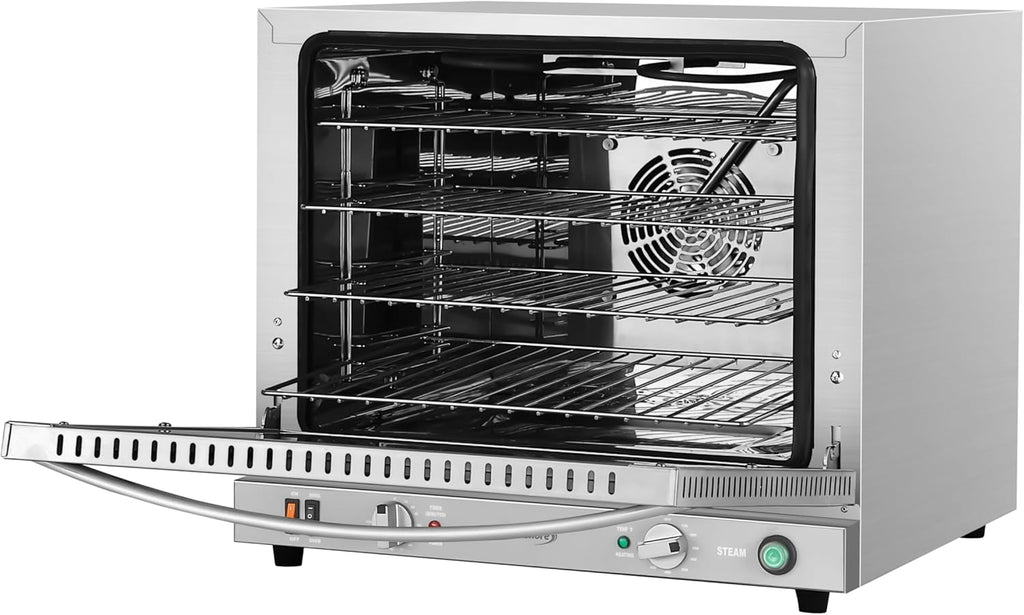 23 in. Commercial Countertop Convection Oven for Half-Size Pans with 4 Racks 2800W of Power and Steam Injection, 240V
