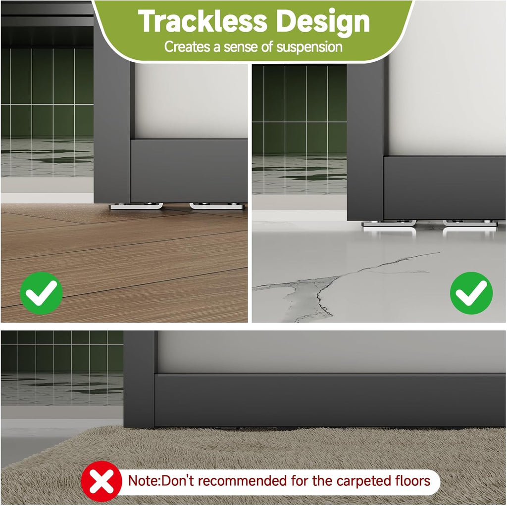 40" x 87" Concealed Sliding Glass Barn Door with Soft Close Hardware Kit, 5/16" Frosted Tempered Gla