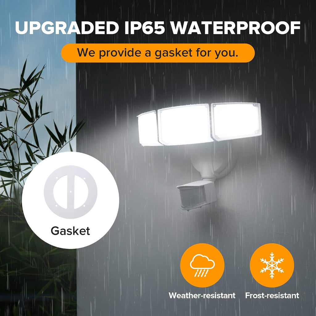 72W 7500LM LED Security Lights Motion Sensor Light Outdoor, 5000K Daylight, IP65 Waterproof, Dusk to Dawn, 3-Head