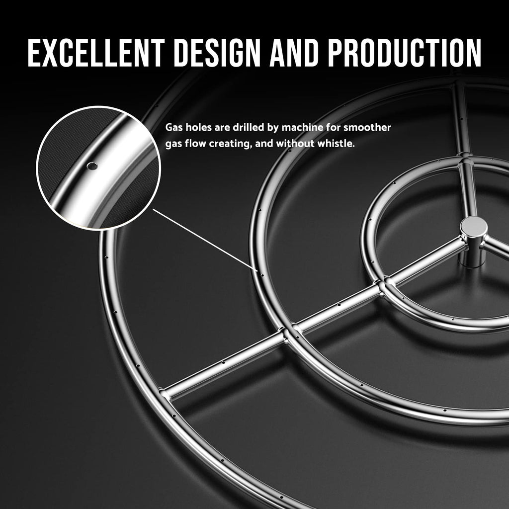 30-Inch Round Fire Pit Burner Ring, 304 Stainless Steel