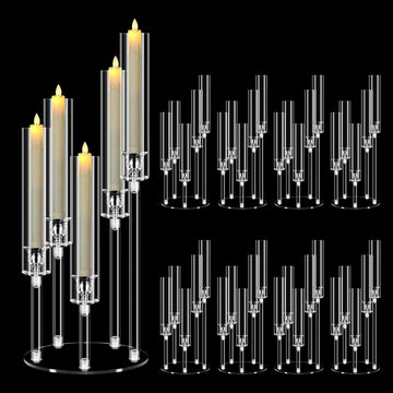 8 Set 5 Arm Acrylic Candle Holder, Mjkeomo 22'' Tall Candelabra Centerpieces for Tables, Candlesticks Holder with