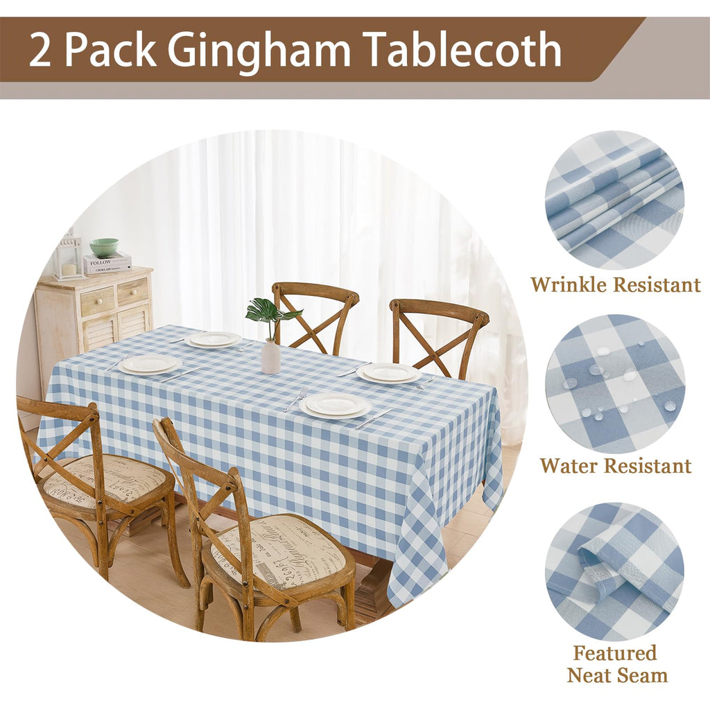 2 Pack Gingham Tablecloth Rectangle Checkered Tablecloth Washable
