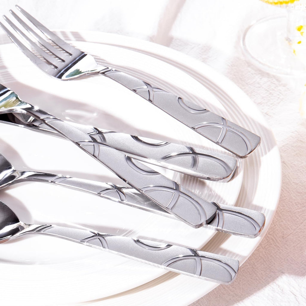 40 Pieces Stainless Steel Silverware Set, Modern Flatware Set for Kitchen, Mirror Polished Cutlery Set with Forks