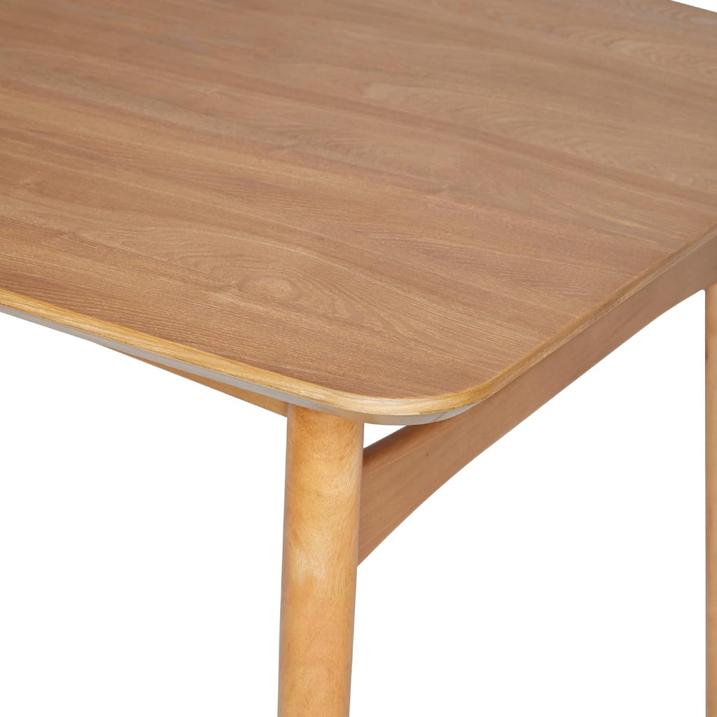 Mid-Century Modern Solid Wood Tapered-Leg Dining Table, 59 Inch, English Ash